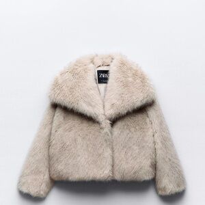 NWT Zara Plush Faux Fur Jacket in ECRU